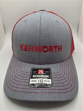 Kenworth Richardson 112 Trucker Hat Gray Red Mesh Snapback Adjustable NWT Cap